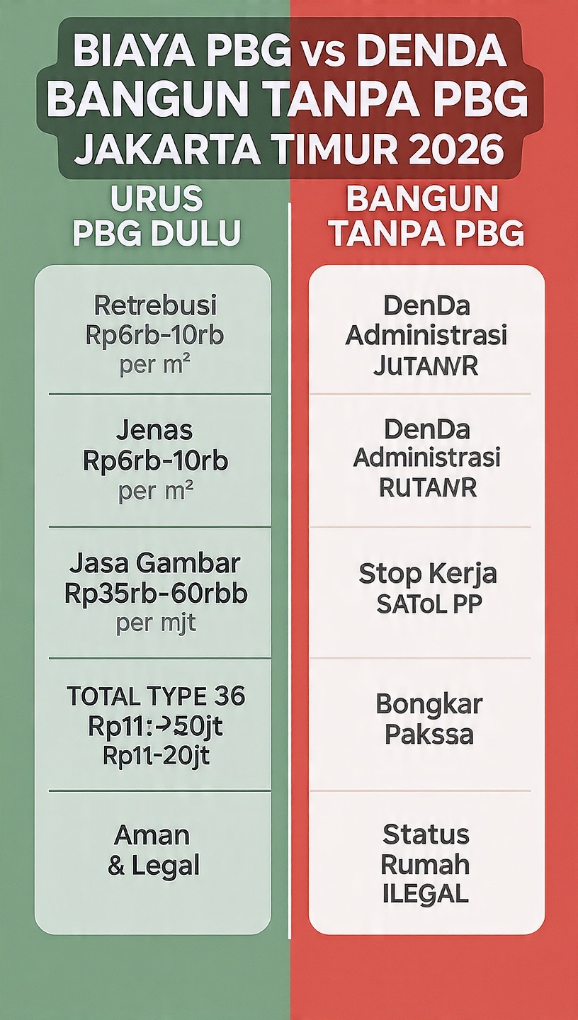 Biaya PBG vs Denda Bangun Tanpa PBG Jakarta Timur 2026